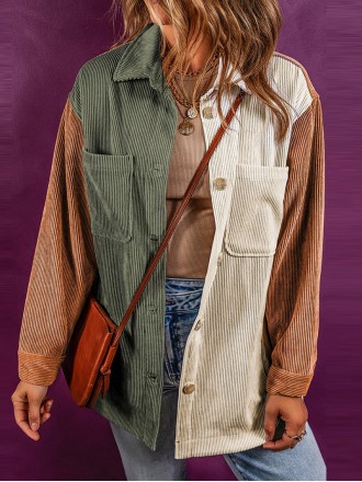 Women's Color Block Corduroy Jacket