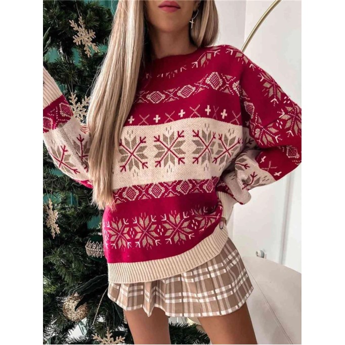Women's Contrast Christmas Pattern Sweater