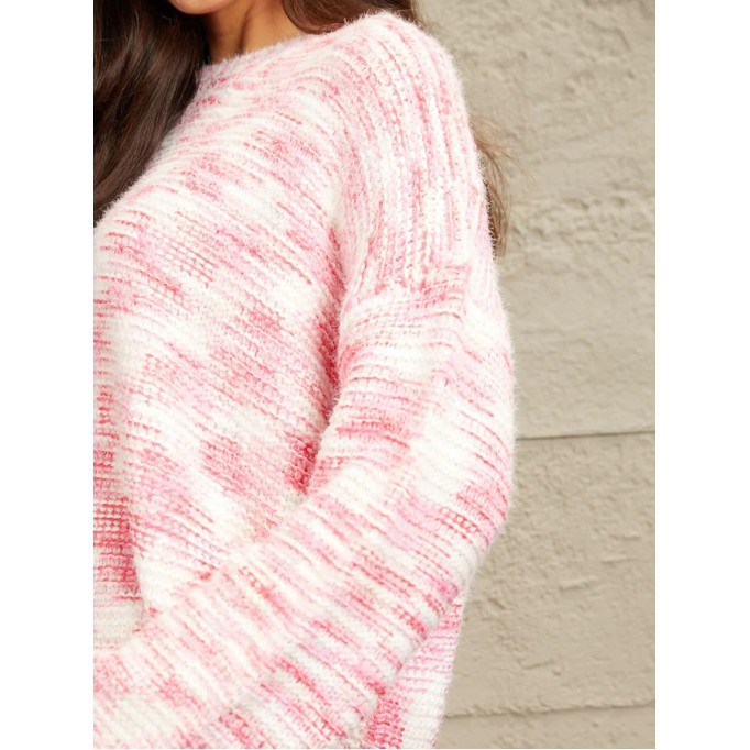 Women's contrast color long sleeve sweater