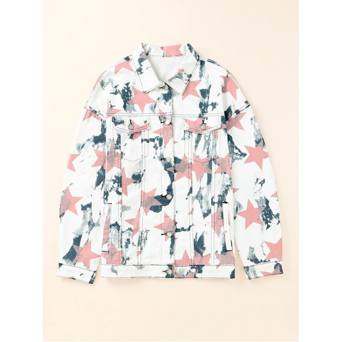 Women's contrast star print denim jacket