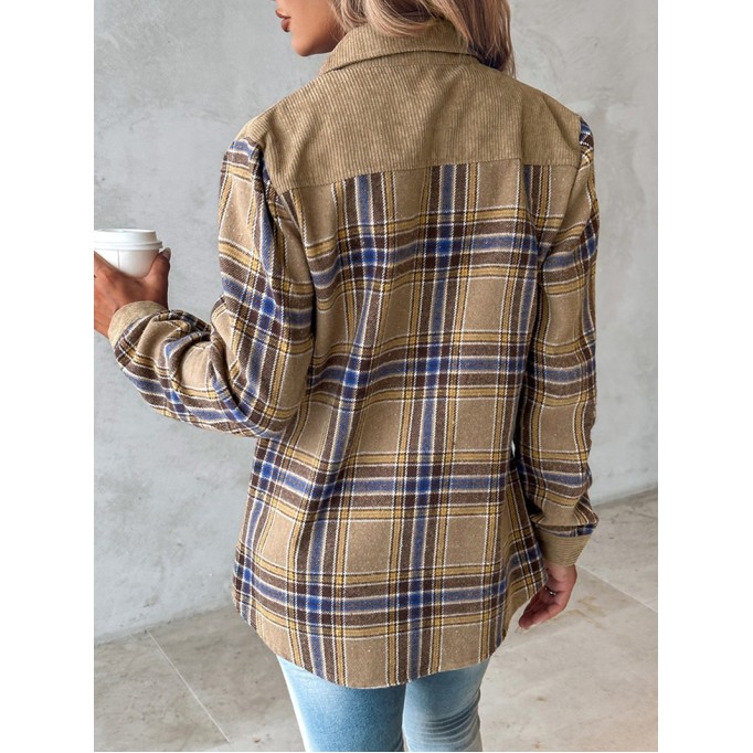 Women's Corduroy Plaid Single Breasted Jacket