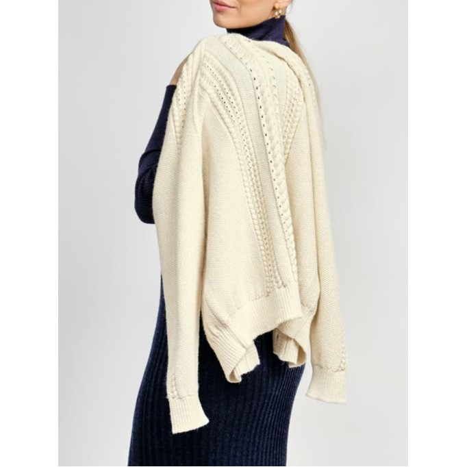 Women's gray white woven wool sweater