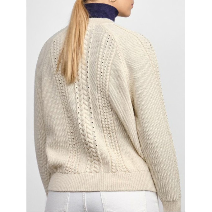 Women's gray white woven wool sweater