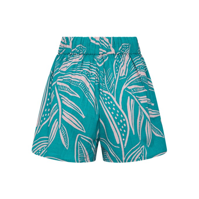 Women's green printed shirt + short 2-piece set