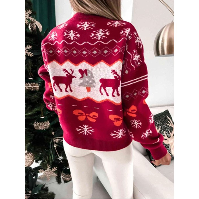 Women's home Christmas crew neck sweater