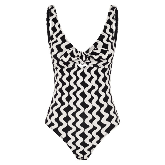 Women's moire print halter one-piece swimsuit