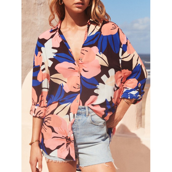 Women's pink printed shirt + short 2-piece set