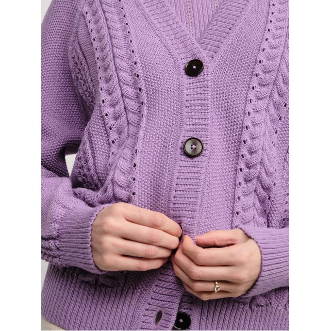Women's purple braided cardigan