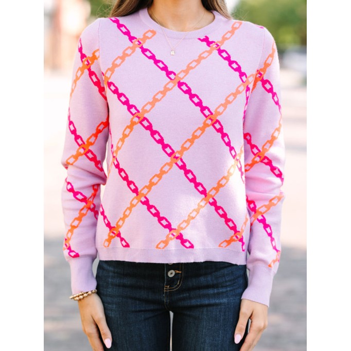 Women's purple chain print sweater