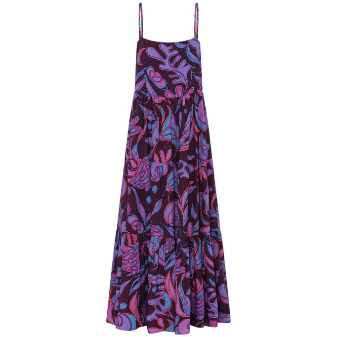 Women's purple halter holiday print dress