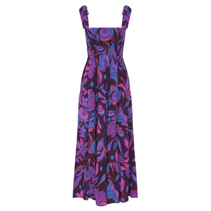 Women's purple print holiday color patchwork dress