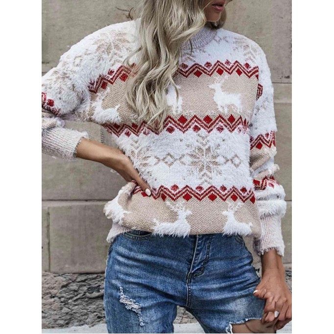 Women's round neck autumn and winter Christmas sweater