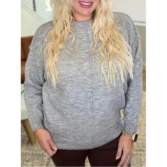 Women's round neck solid color sweater