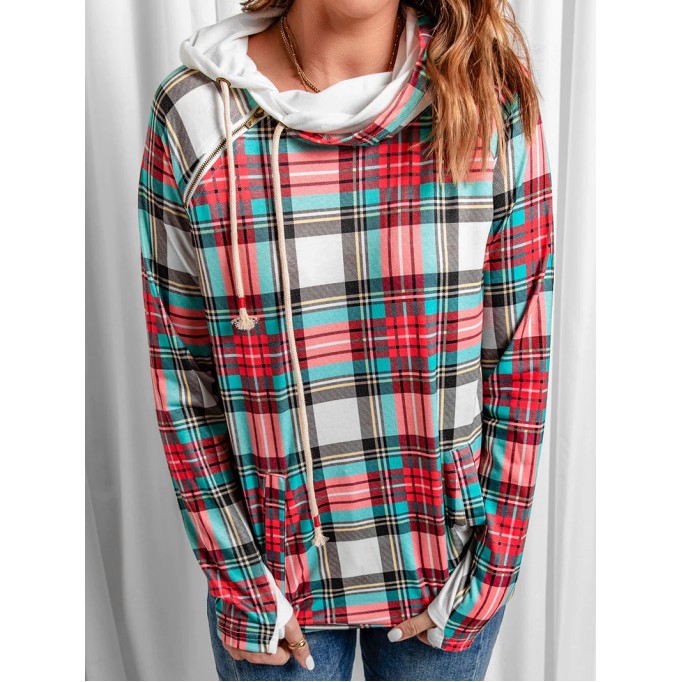 Women's Simple Plaid Hoodie
