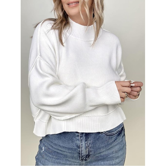 Women's simple solid color turtleneck sweater