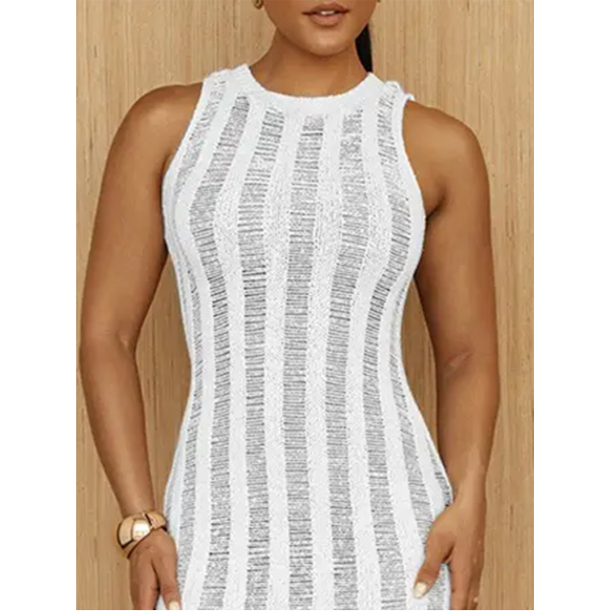 Women's Slim Fit Vertical Stripe Centerless Knit Dress