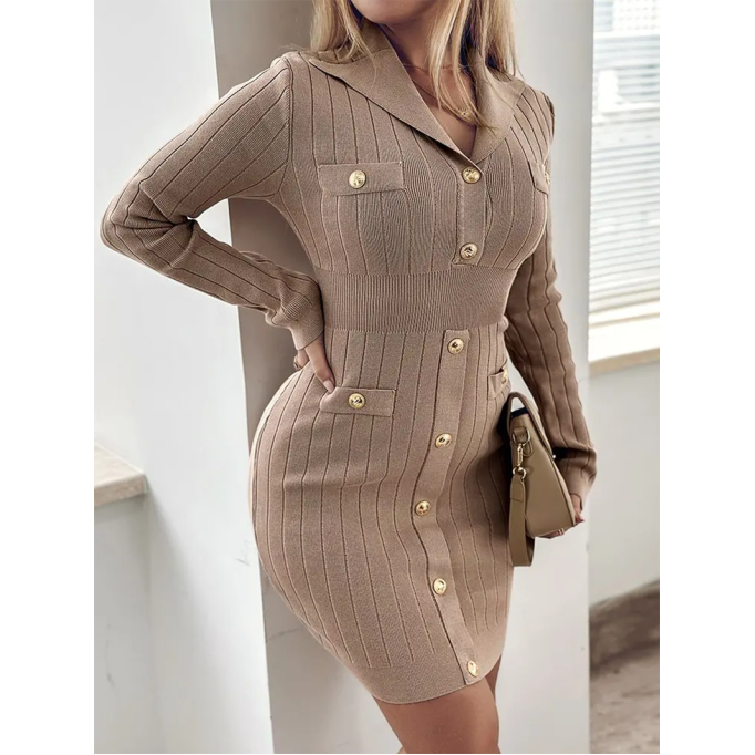 Women's slim long sleeve knitted dress