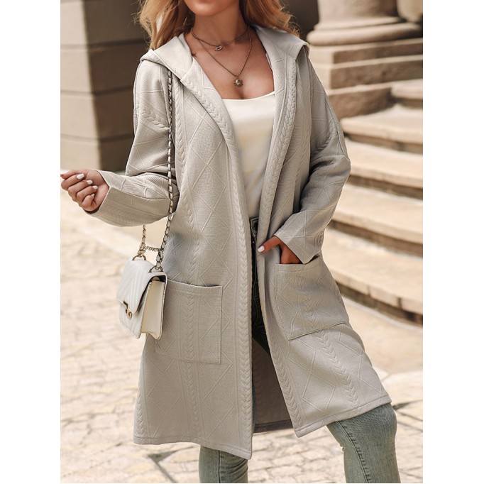 Women's solid color hooded coat