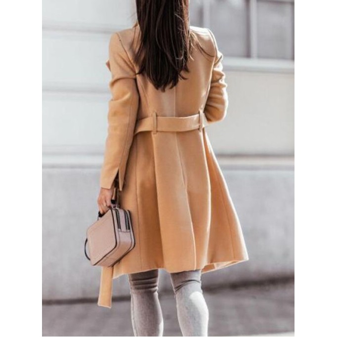 Women's solid color woolen coat