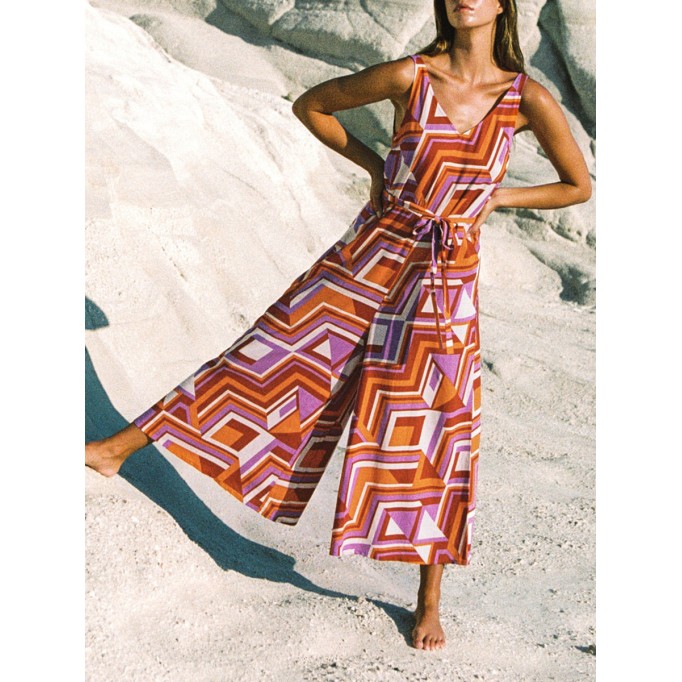 Women's V-neck holiday jumpsuit