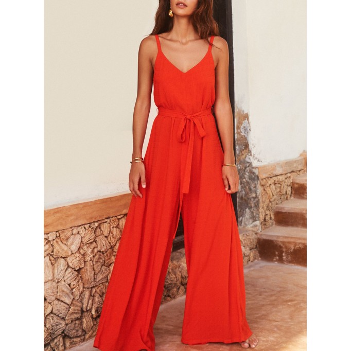 Women's vacation loose wide-leg jumpsuits